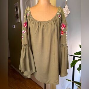 Umgee Embroidered Bohemian Cottagecore Blouse size Large
